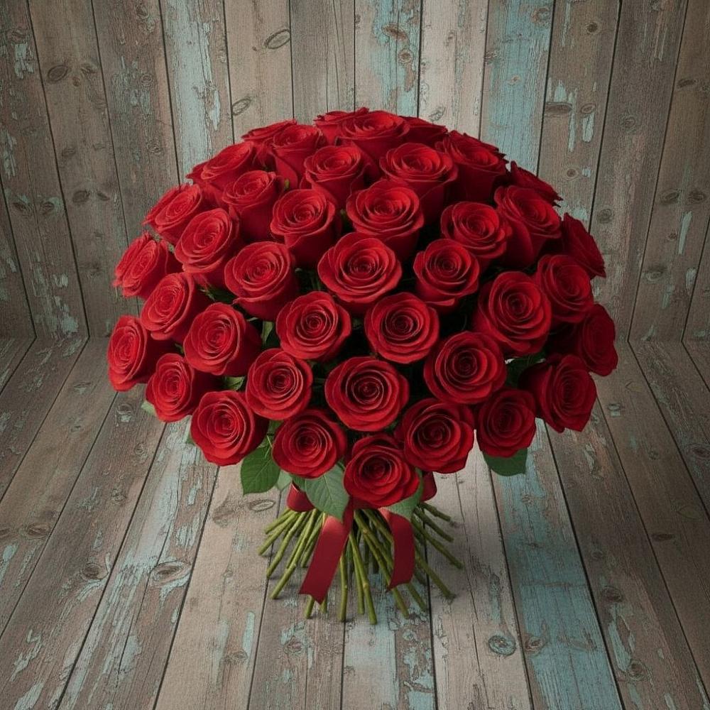 Букет 55 Красных роз Фридом в Троицком