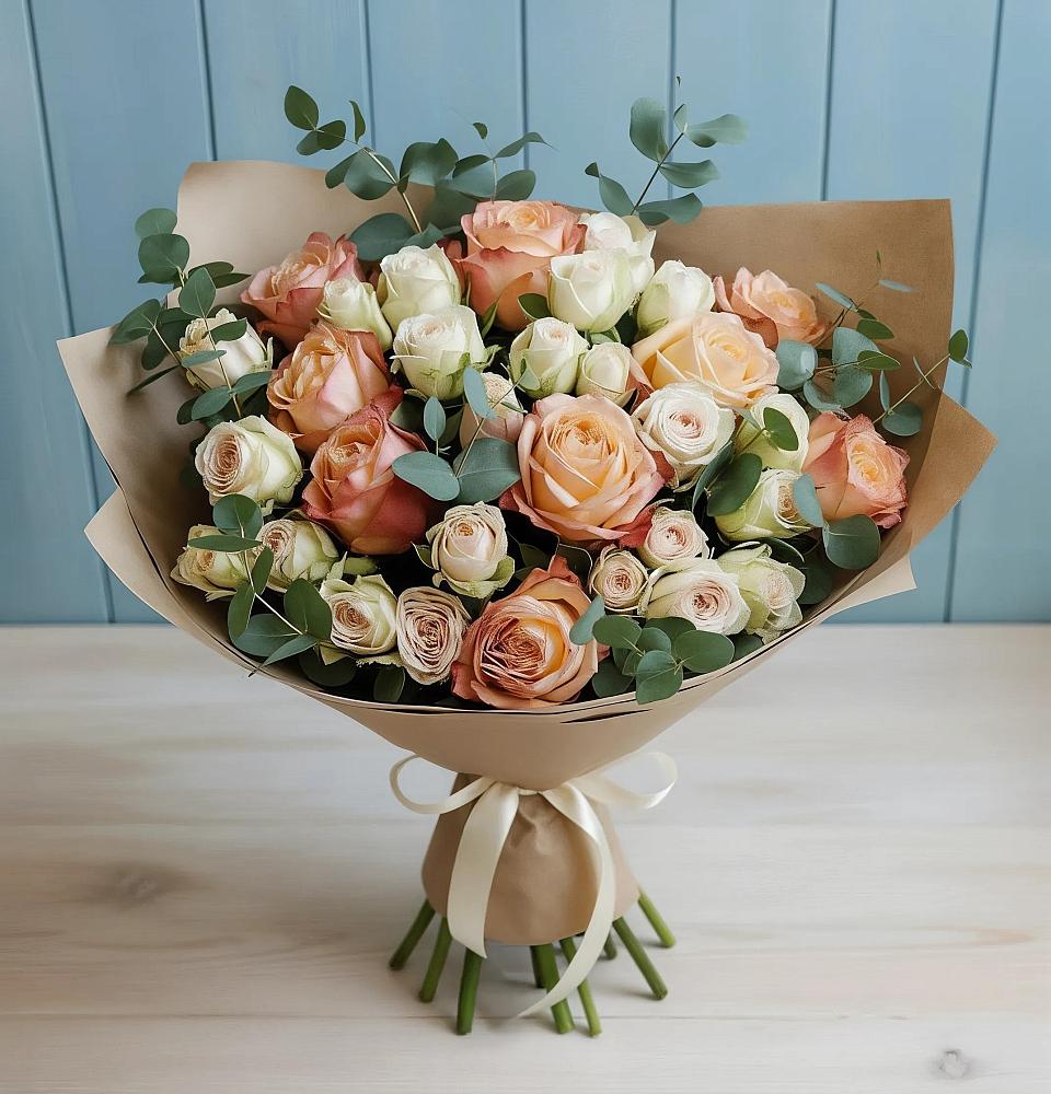 Букет цветов из: Альстромерии и Розы в Троицком