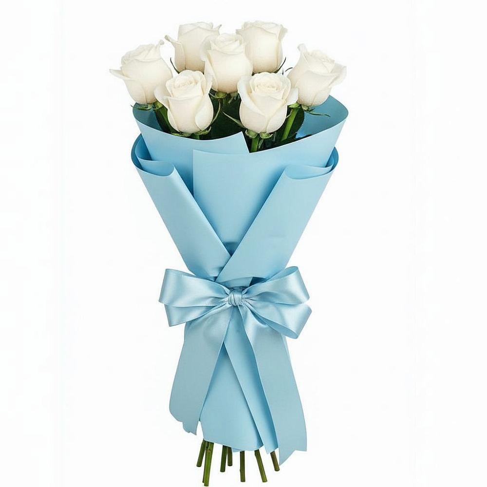 Букет 7 белых роз Проуд в Троицком