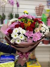 Букет цветов из:  Розы, Хризантемы и Альстромерии #REPLACE_PRED# Троицком
