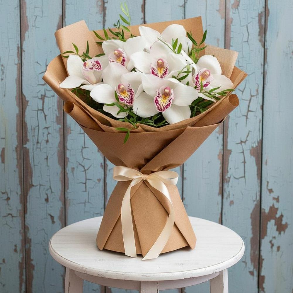 Букет цветов из: Орхидеи и Розы в Троицком