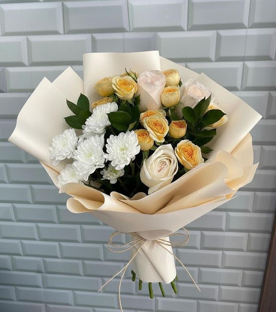 Букет цветов из: Розы и Хризантемы в Троицком