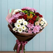Букет цветов из:  Розы, Хризантемы и Альстромерии в Троицком